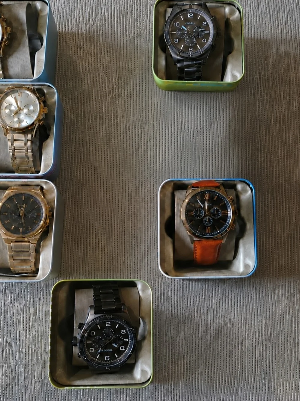 Fossil Black and Brown Leather Chronograph Watch